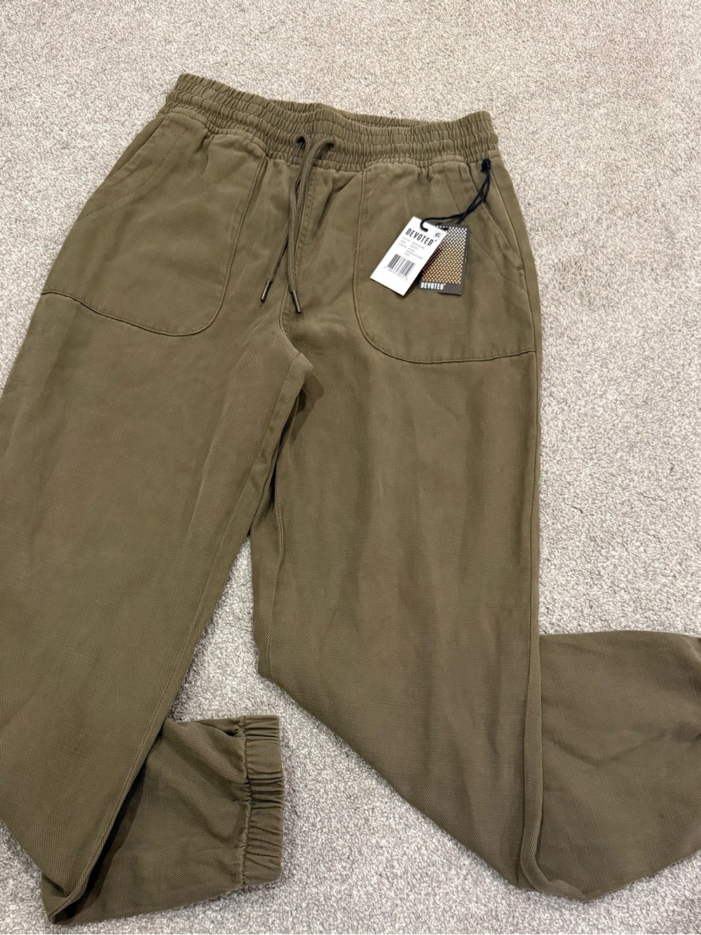 Women's Olive Drawstring Jogger Sweatpants